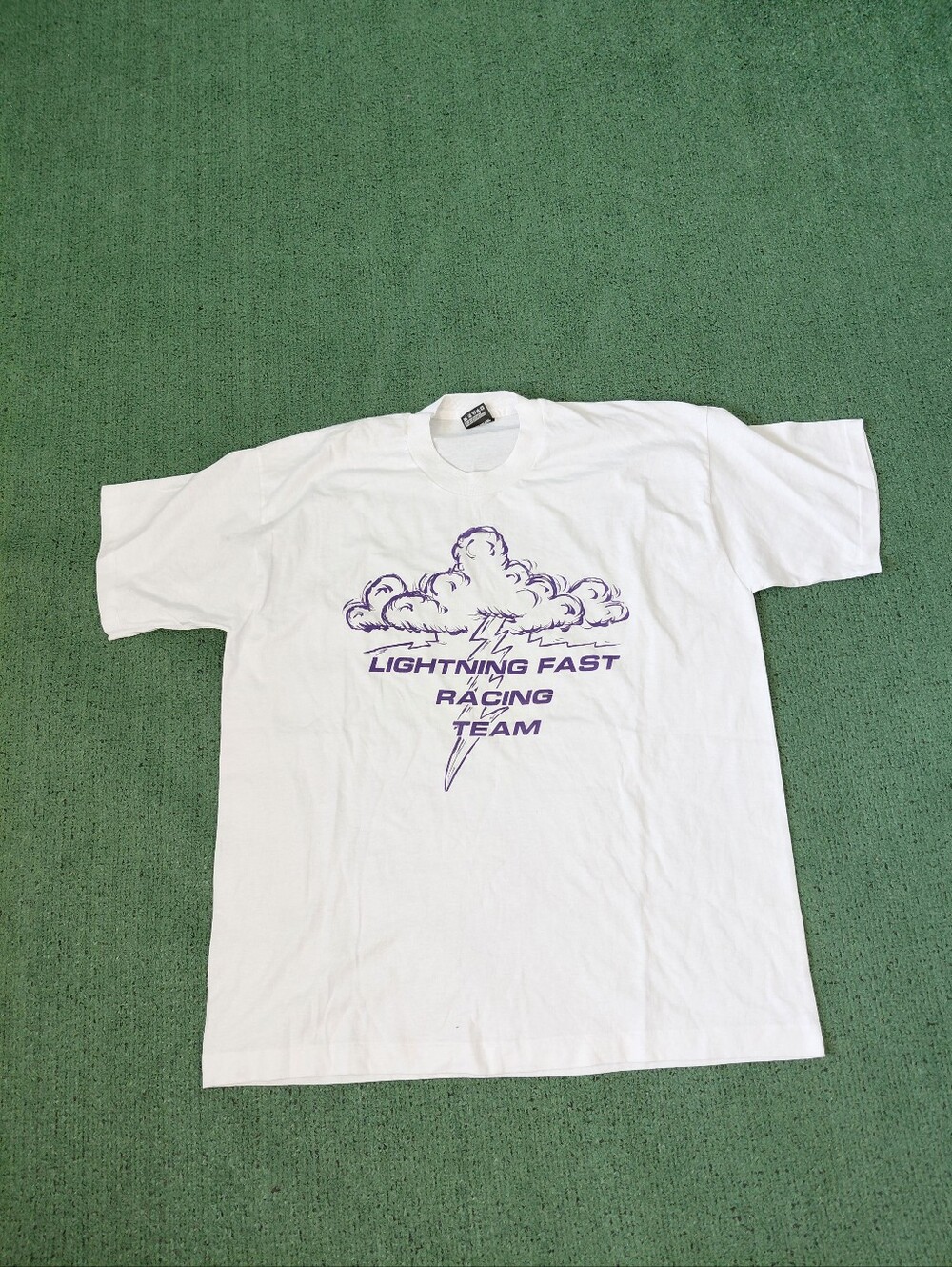 VINTAGE 1996 Lightning Fast Racing Team 90's White T Shirt Sz XL